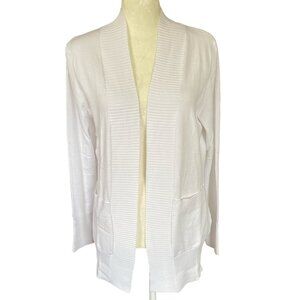 Folunsi women's medium white long sleeve stretchy open cardigan sweater
